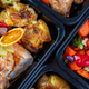 Meal sold via home chef business; chicken, vegetables and potatoes in takeout containers